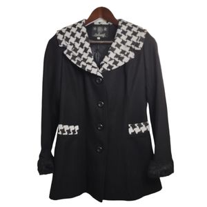 Black Houndstooth Collar Coat, NWOT